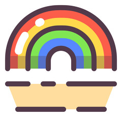 Obraz premium Colorful arc emerging from a single cloud representing clearing skies. A great visual for post-storm weather updates environmental science platforms and engaging educational digital products.