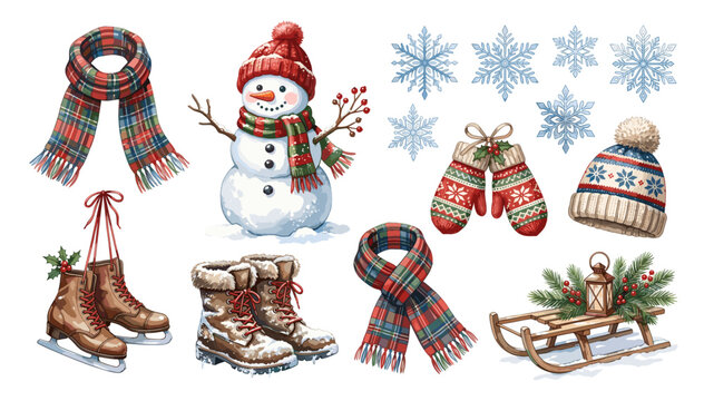 Winter Christmas watercolor