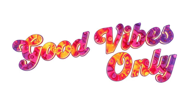 Good Vibes Only colorful typography isolated on white background