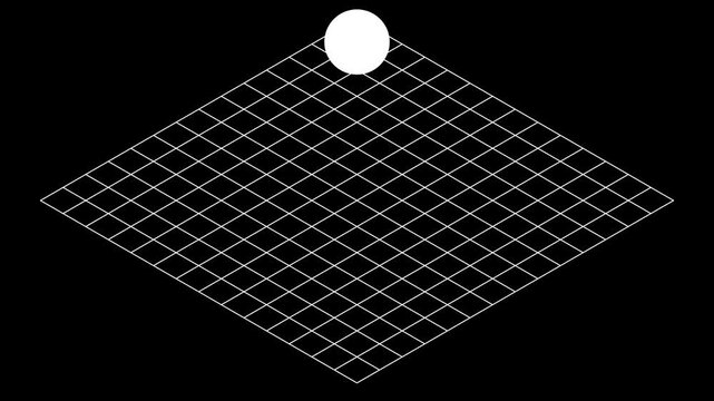 Abstract white ball bouncing on a geometric grid