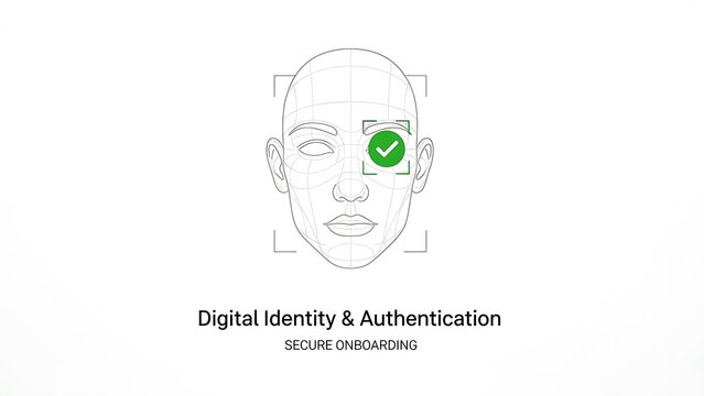 Facial recognition and digital identity authentication system for secure onboarding process.