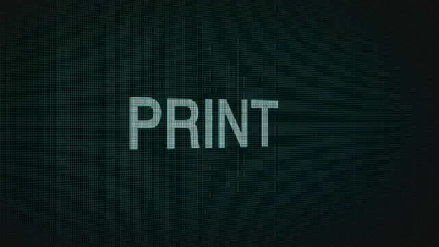 Print word text typing animation on a computer screen in After Effects. Motion graphics highlight documents, publishing, and modern digital output concepts.