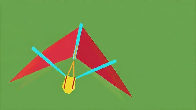 Vector hang glider drifting on green screen 5 seconds video