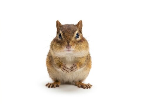 Curious Chipmunk on White Background