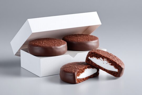 Chocolate sandwich cookies in white box (1)