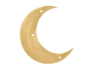 Golden crescent moon icon with small stars night sky celestial icon starry night gold crescent astronomy icon decorative moon star icon celestial object night decoration as isolated PNG © PicsPro