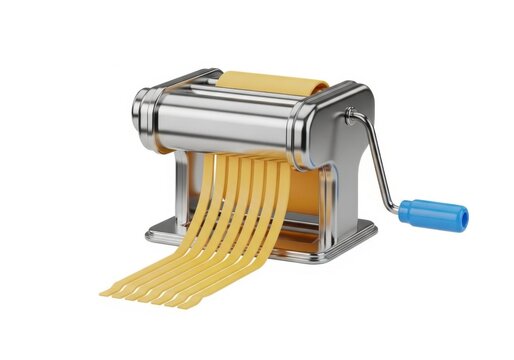 Stylized 3d pasta machine extruding fresh noodles