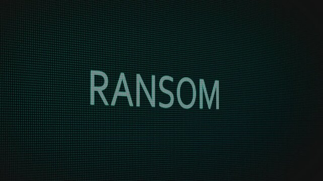 Ransom word text typing animation on a computer screen in After Effects. Motion graphics highlight extortion, payment demands, and modern digital security awareness concepts.
