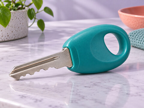Large key turner handle with a single plain metal key