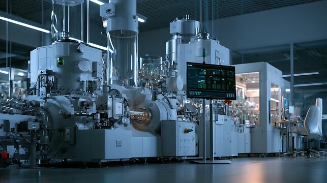 Manufacturing continuous pharmaceutical manufacturing line running 24 hours, closed integrated process from raw material input to finished tablet output in one connected system, process analytical 
