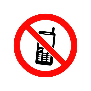 No cell phone sign, prohibited mobile device icon isolated on white background.