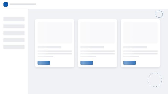 User Interface Loading Animation with Content Cards and Sidebar Layout