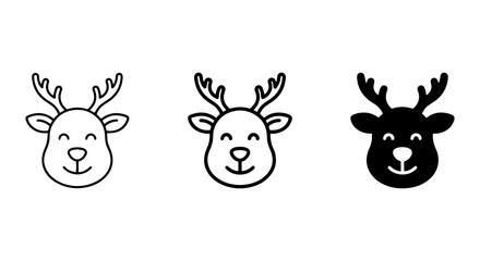 Fototapeta premium Cute Reindeer Icons, Christmas Animal Vector Graphics, Holiday Deer Head Illustrations