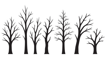 Obraz premium Nine Bare Trees in Minimalist Black and White Line Art