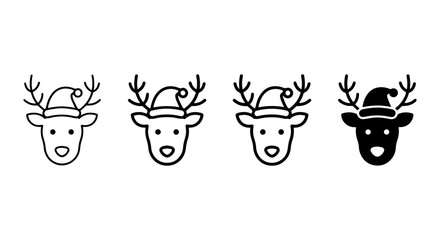 Fototapeta premium Christmas Reindeer Icons, Festive Holiday Rudolph Vector Set, Winter Animal Graphics