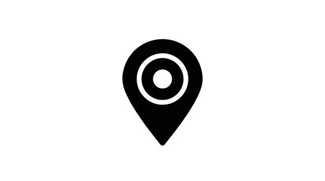 Vector illustration of black map pin location icon on a transparent background