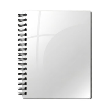 Blank spiral notebook standing upright isolated on transparent background