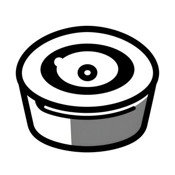 Minimalist black and white line art illustration of a coffee capsule.