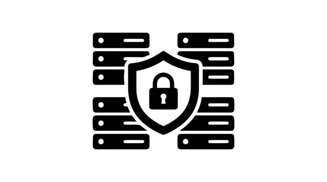 Vector illustration of data security and server protection icon on a transparent background