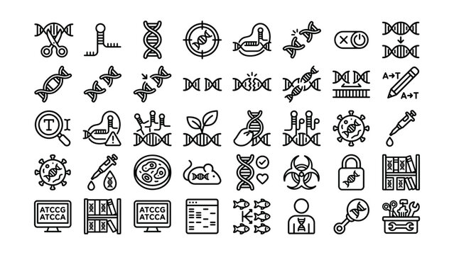Collection of Medical Genetics and Biotechnology Scientific Icons Set