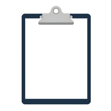 A blank clipboard with a metal clip isolated on a white background.