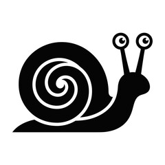 Black snail silhouette with spiral shell and antennae on white background © Stocklix
