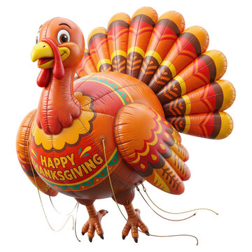 Happy Thanksgiving branded orange turkey balloon inflatable decor as Thanksgiving sublimation and realistic 3d element isolated clipart