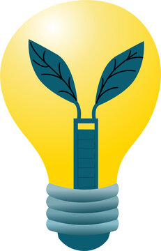 Go Green and Sustainable Living Concept. Sustainability and Green Technology for a Better Future. Energy Efficient LED Light Bulb with Green Technology