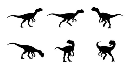 Dinosaur Silhouettes: Prehistoric Reptile Vector Icons Set, Jurassic Era Creature Graphics © Ashim