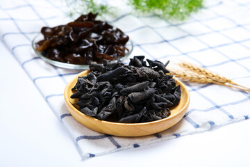 Dried black wood ear fungus raw ingredient © ads