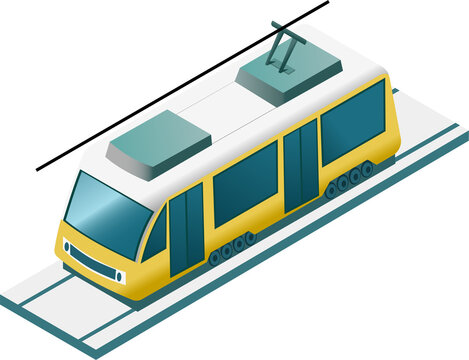 Go Green and Sustainable Living Concept. Sustainability and Green Technology for a Better Future. Electric Tram for Sustainable Urban Public Transportation