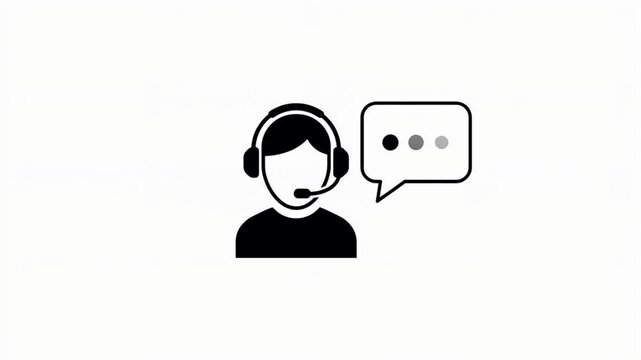 Customer service operator icon wearing headset with speech bubble for online support and helpline concept