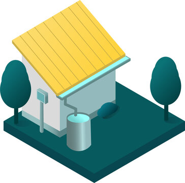 Go Green and Sustainable Living Concept. Sustainability and Green Technology for a Better Future. Rainwater Harvesting System for Sustainable Water Management