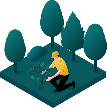Go Green and Sustainable Living Concept. Sustainability and Green Technology for a Better Future. Reforestation and Tree Planting for Environmental Conservation