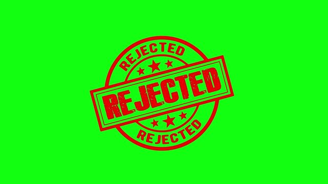 Rejected stamp animation with green screen background, for editing
