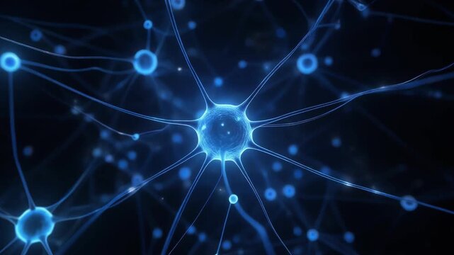 Microscopic view of glowing neural network and brain cells transmitting signals in human nervous system