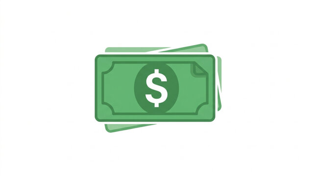 Green money stack with dollar sign symbol isolated on white background for financial concept
