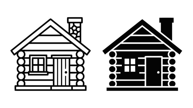 Vector illustration of log cabin vector icon on a transparent background