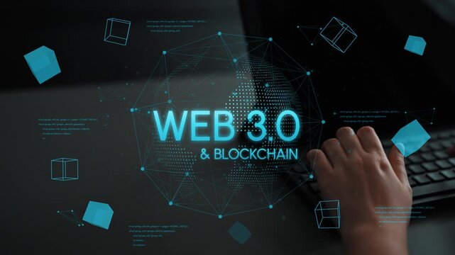 Hand Typing on Keyboard with Digital Overlay Representing Web 3.0 and Blockchain Technology for Modern Internet Innovations and Trends. Entropy.
