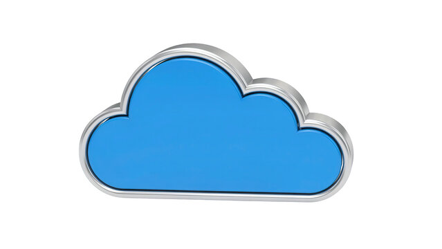 3D render of a blue cloud icon with technology internet computing communication abstract isolated background