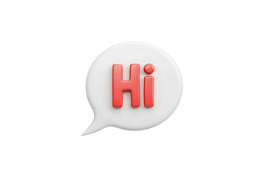 Three dimensional chat bubble icon with greeting text hi communication greeting interaction dialogue interface