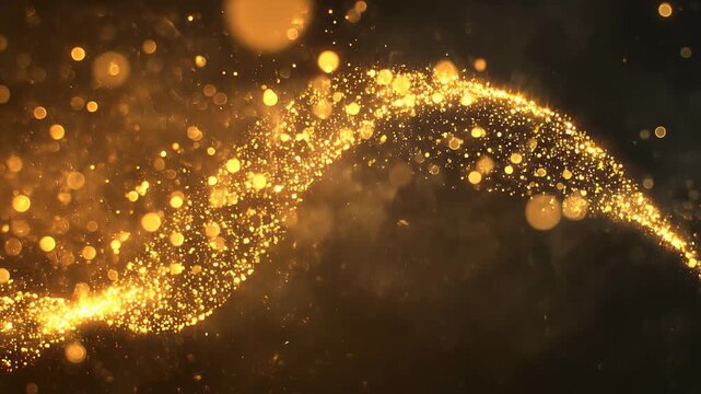 Golden Glitter Particles Flowing in Dark Space 4K