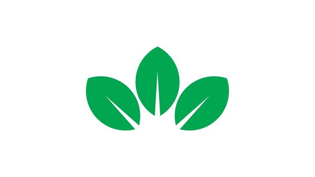 3 Leaves Waving Gently - Seamless Loop Animation Icon