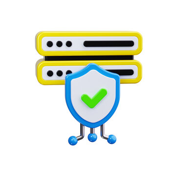 Secure Server 3d render icons