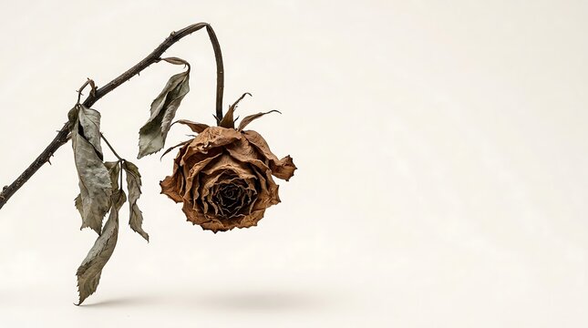 Withered Rose Flower on Curved Stem