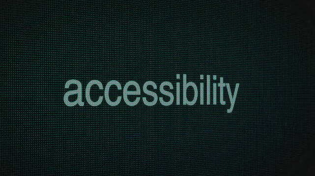 Accessibility word text typing animation on a computer screen in After Effects. Motion graphics highlight inclusion, usability, and modern digital access concepts.