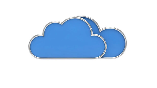 Minimalist blue cloud icon symbol for cloud computing or weather forecast with computing technology internet
