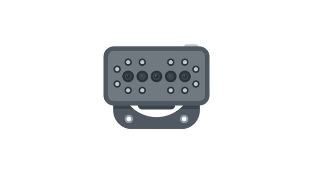 Multi lens panoramic camera icon for virtual reality and 360 degree video production isolated on white background