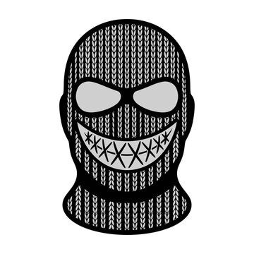 Balaclava ski mask with menacing smile and eye holes cut out