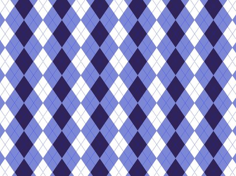 Blue and white argyle pattern seamless background...